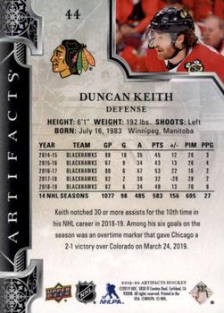 2019-20 Upper Deck Artifacts - Pink #44 Duncan Keith Back
