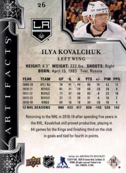 2019-20 Upper Deck Artifacts - Aqua #26 Ilya Kovalchuk Back