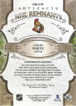 2019-20 Upper Deck Artifacts - NHL Remnants Relics #NR-CW Colin White Back