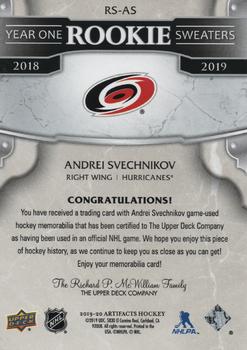 2019-20 Upper Deck Artifacts - Year One Rookie Sweaters Variants #RS-AS Andrei Svechnikov Back