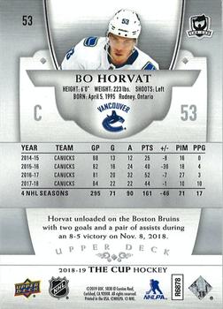 2018-19 Upper Deck The Cup #53 Bo Horvat Back