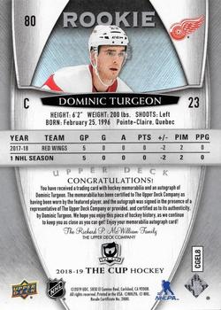 2018-19 Upper Deck The Cup #80 Dominic Turgeon Back