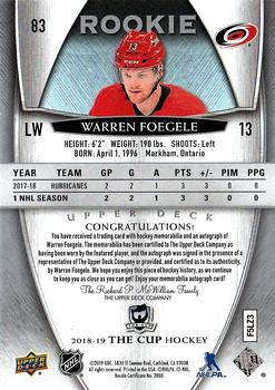 2018-19 Upper Deck The Cup #83 Warren Foegele Back