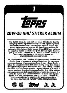 2019-20 Topps NHL Sticker Collection #1 Anaheim Ducks Logo Back