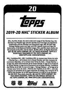 2019-20 Topps NHL Sticker Collection #20 Clayton Keller Back