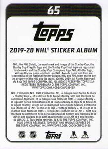 2019-20 Topps NHL Sticker Collection #65 Colin Miller Back