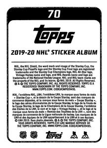 2019-20 Topps NHL Sticker Collection #70 2018/19 Team Highlight Back