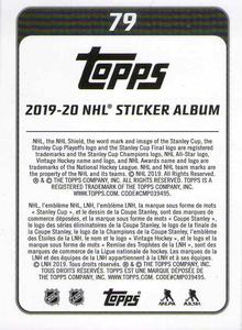 2019-20 Topps NHL Sticker Collection #79 Noah Hanifin Back