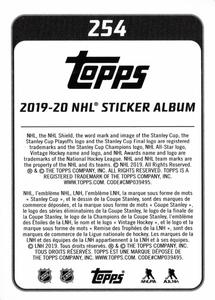 2019-20 Topps NHL Sticker Collection #254 Devan Dubnyk Back
