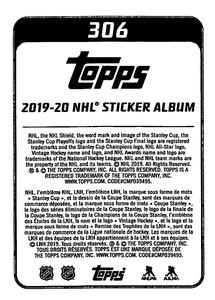 2019-20 Topps NHL Sticker Collection #306 Taylor Hall Back