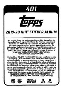 2019-20 Topps NHL Sticker Collection #401 Erik Karlsson Back