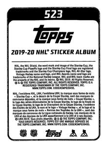 2019-20 Topps NHL Sticker Collection #523 Blake Wheeler Back
