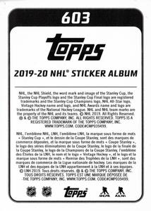 2019-20 Topps NHL Sticker Collection #603 St. Louis Blues vs Boston Bruins Back