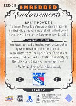 2018-19 Upper Deck Clear Cut - Embedded Endorsements Rookies Orange #EER-BH Brett Howden Back