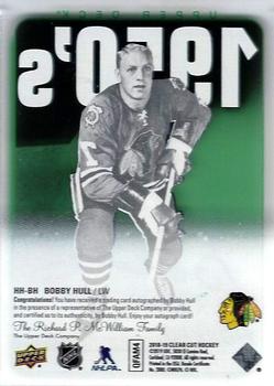 2018-19 Upper Deck Clear Cut - Tribute Autographs: Hockey Heroes #HH-BH Bobby Hull Back