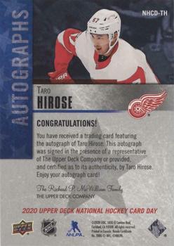 2020 Upper Deck National Hockey Card Day USA - Autographs #NHCD-TH Taro Hirose Back