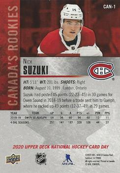 2020 Upper Deck National Hockey Card Day Canada #CAN-1 Nick Suzuki Back