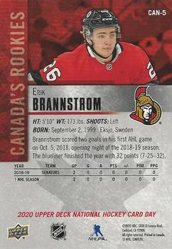 2020 Upper Deck National Hockey Card Day Canada #CAN-5 Erik Brannstrom Back