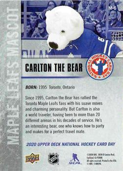 2020 Upper Deck National Hockey Card Day Canada - Mascots #M-6 Carlton the Bear Back