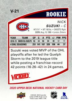 2020 Upper Deck National Hockey Card Day Canada - Victory Black Rookies #V-21 Nick Suzuki Back