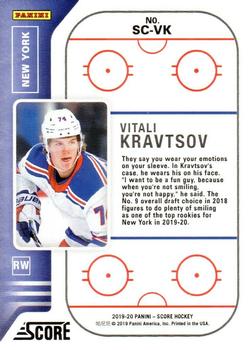 2019-20 Score #SC-VK Vitali Kravtsov Back
