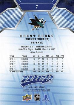 2019-20 Upper Deck MVP - Blue #7 Brent Burns Back