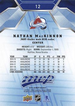 2019-20 Upper Deck MVP - Blue #12 Nathan MacKinnon Back