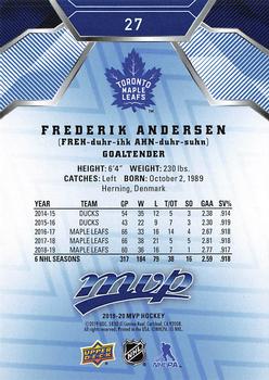 2019-20 Upper Deck MVP - Blue #27 Frederik Andersen Back