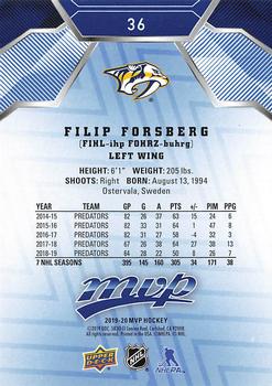 2019-20 Upper Deck MVP - Blue #36 Filip Forsberg Back
