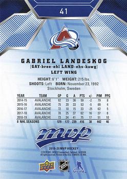 2019-20 Upper Deck MVP - Blue #41 Gabriel Landeskog Back