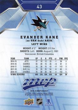 2019-20 Upper Deck MVP - Blue #43 Evander Kane Back