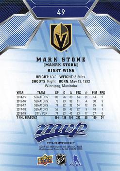 2019-20 Upper Deck MVP - Blue #49 Mark Stone Back