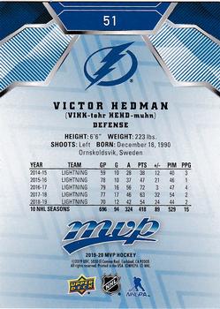 2019-20 Upper Deck MVP - Blue #51 Victor Hedman Back