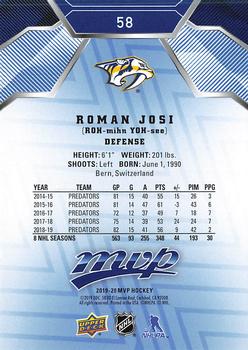 2019-20 Upper Deck MVP - Blue #58 Roman Josi Back