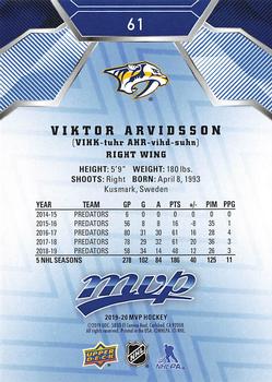 2019-20 Upper Deck MVP - Blue #61 Viktor Arvidsson Back