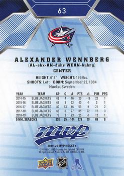 2019-20 Upper Deck MVP - Blue #63 Alexander Wennberg Back