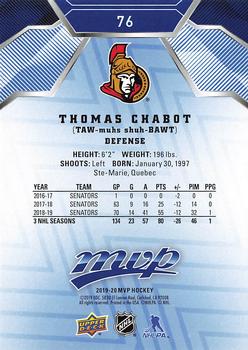 2019-20 Upper Deck MVP - Blue #76 Thomas Chabot Back