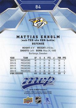 2019-20 Upper Deck MVP - Blue #84 Mattias Ekholm Back