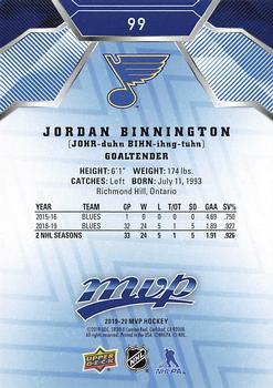 2019-20 Upper Deck MVP - Blue #99 Jordan Binnington Back