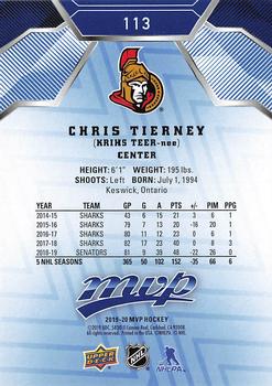 2019-20 Upper Deck MVP - Blue #113 Chris Tierney Back