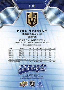 2019-20 Upper Deck MVP - Blue #138 Paul Stastny Back