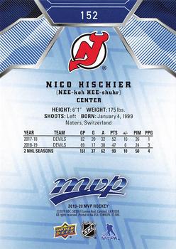 2019-20 Upper Deck MVP - Blue #152 Nico Hischier Back
