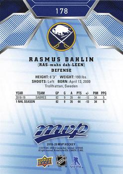 2019-20 Upper Deck MVP - Blue #178 Rasmus Dahlin Back