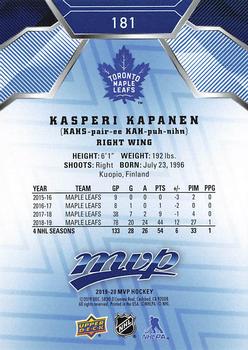 2019-20 Upper Deck MVP - Blue #181 Kasperi Kapanen Back