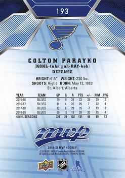 2019-20 Upper Deck MVP - Blue #193 Colton Parayko Back