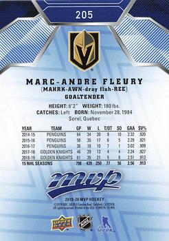 2019-20 Upper Deck MVP - Blue #205 Marc-Andre Fleury Back