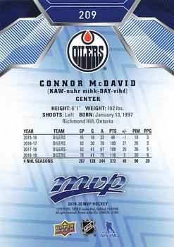 2019-20 Upper Deck MVP - Blue #209 Connor McDavid Back