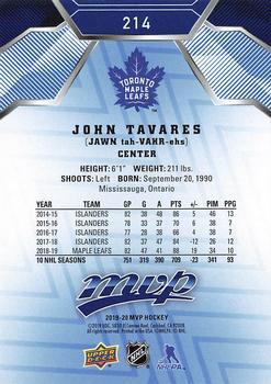 2019-20 Upper Deck MVP - Blue #214 John Tavares Back