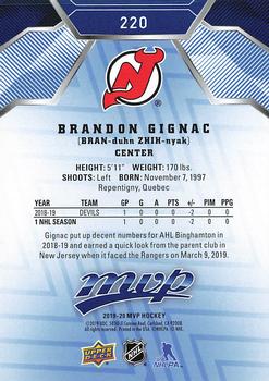 2019-20 Upper Deck MVP - Blue #220 Brandon Gignac Back