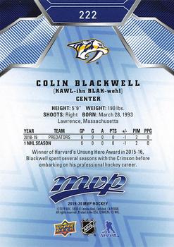 2019-20 Upper Deck MVP - Blue #222 Colin Blackwell Back